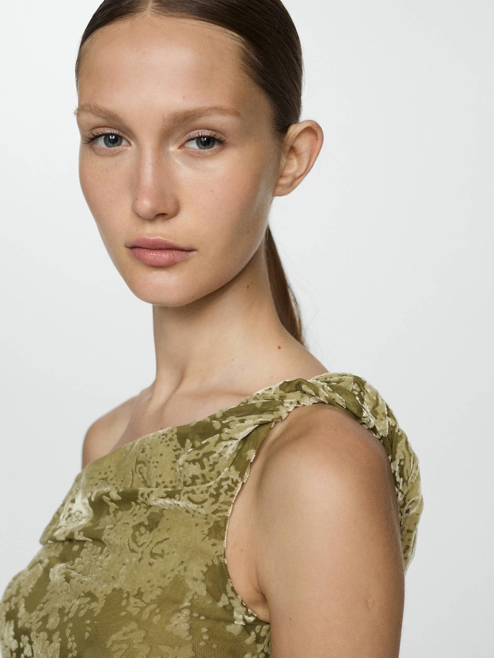 Mango DRAPED TOP WITH VELVET DETAIL - Picture 9 of 14